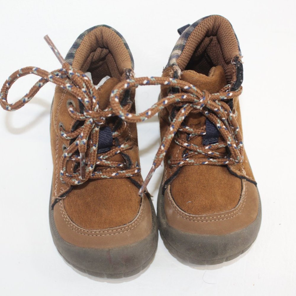 Osh Kosh B'gosh Benito Size 6 Baby Toddler Brown Leather Lace Up Boots #128 - Picture 4 of 11